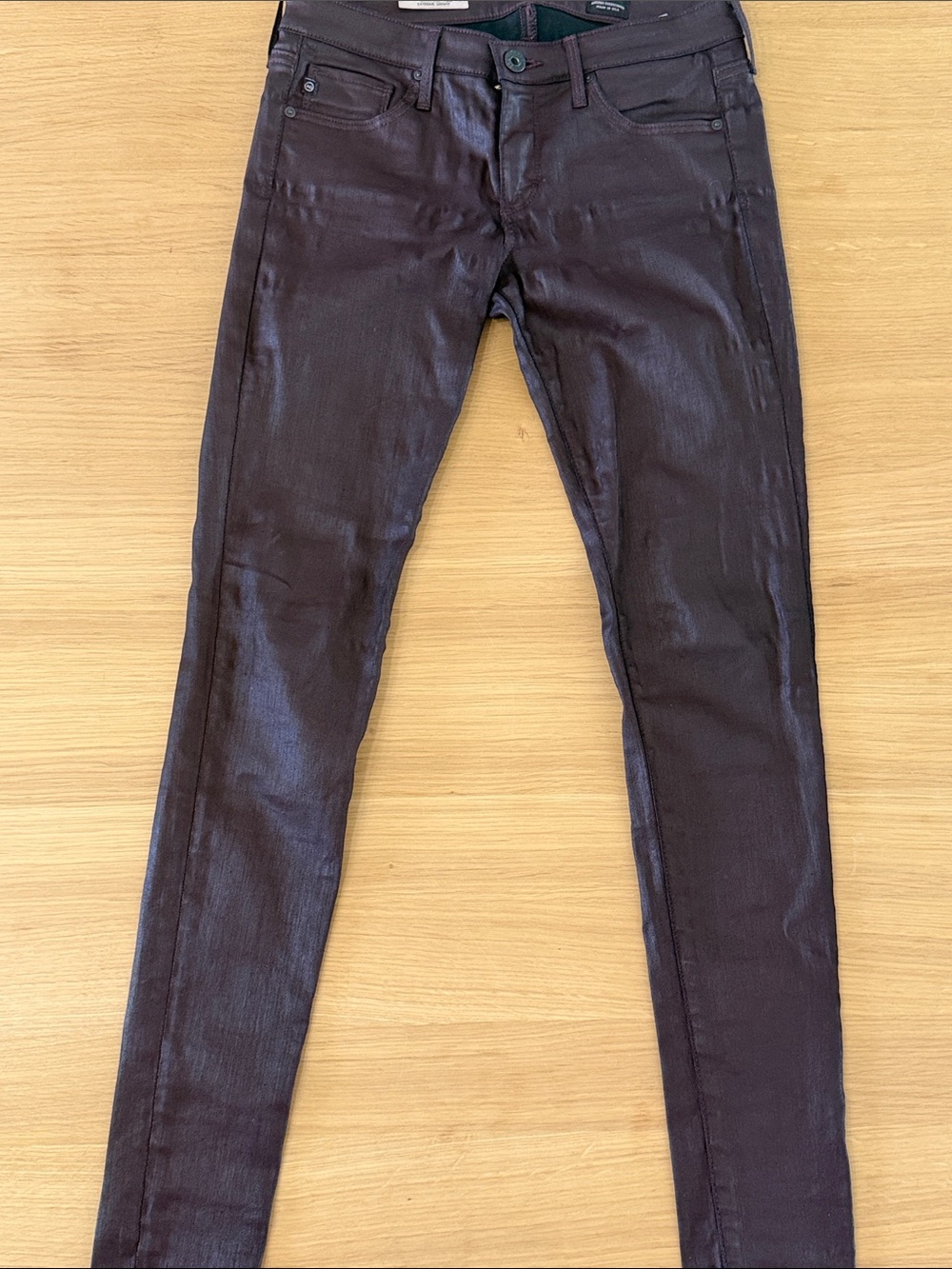 AG Adriano Goldschmied Coated Skinny Jeans in Dark Brown